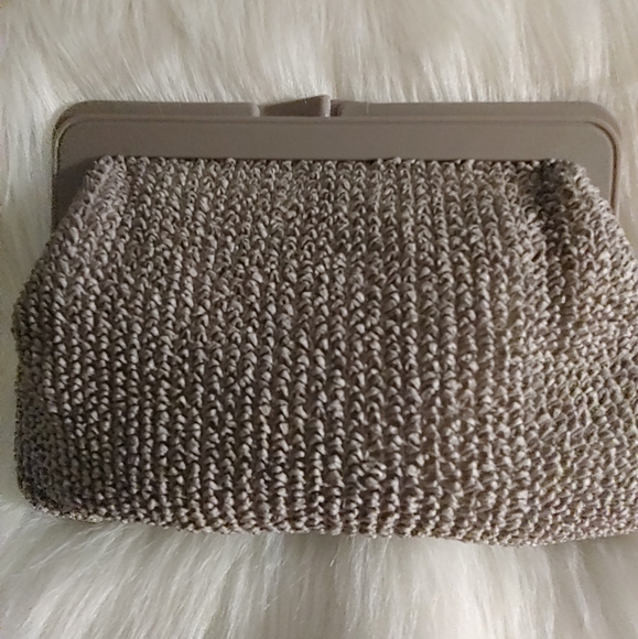 VTG. Fabric Taupe Clutch Bag - Picture 6 of 6
